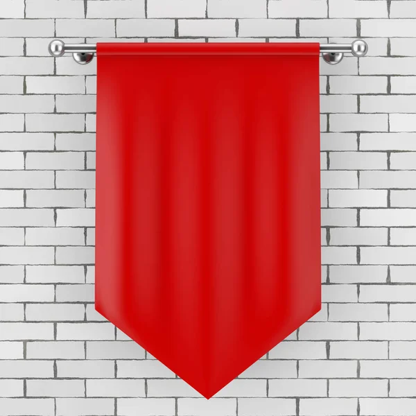 Roter Blanko-Stoff Flaggen-Attrappe. 3D-Darstellung — Stockfoto