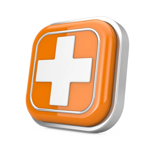 Icono del botón médico de primeros auxilios. Renderizado 3d — Foto de Stock