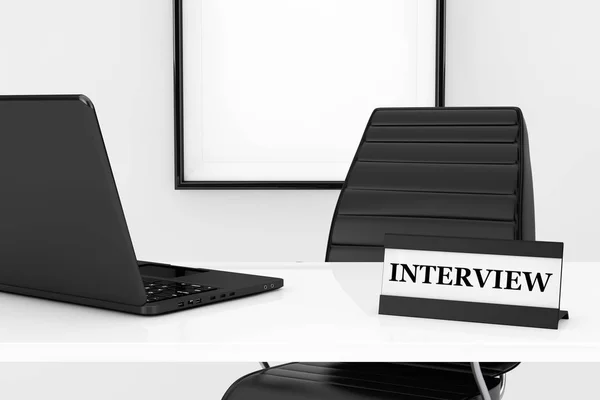 HR Manager miejsce pracy koncepcja. Wywiad płytki i Laptop na — Zdjęcie stockowe