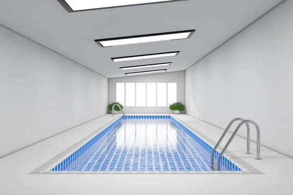 Empty Indoor Swimming Pool Interior. 3d Rendering