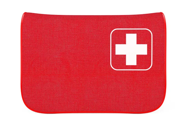 Red First Aid Kit Soft Bag con Croce Bianca. 3d Rendering — Foto Stock