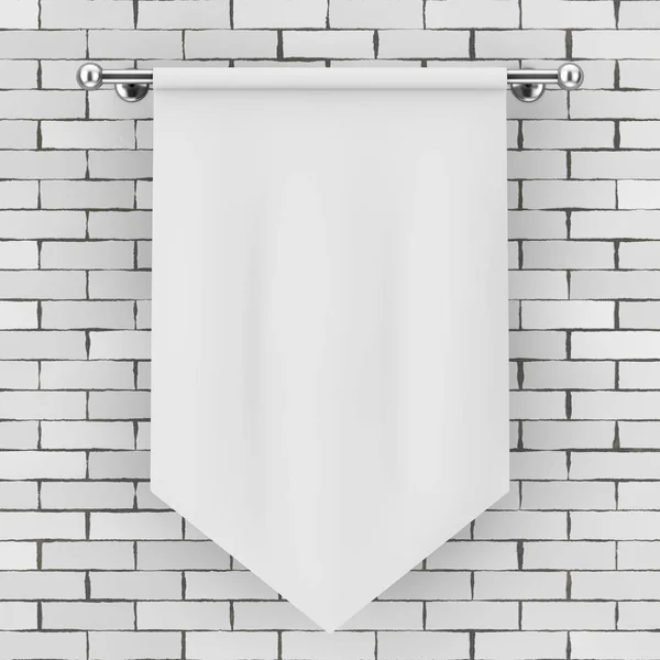 Beyaz boş kumaş bayrak Mockup. 3D render — Stok fotoğraf