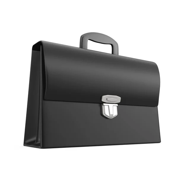 Black Leather Briefcase with Silver Buckle. 3d Rendering — Stock Photo, Image