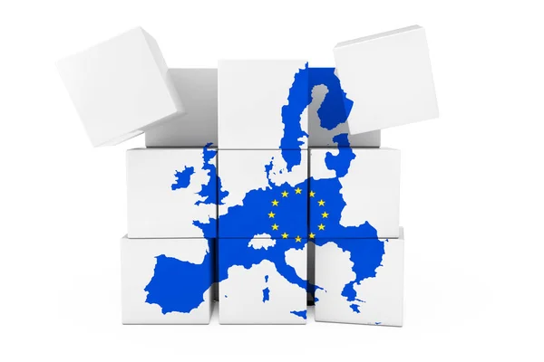 Unia Europejska Mapa w formie kostki. renderowania 3D — Zdjęcie stockowe