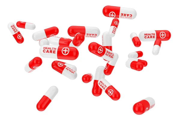 Many Health Care Pills Capsules. 3d Rendering — Stock Photo, Image