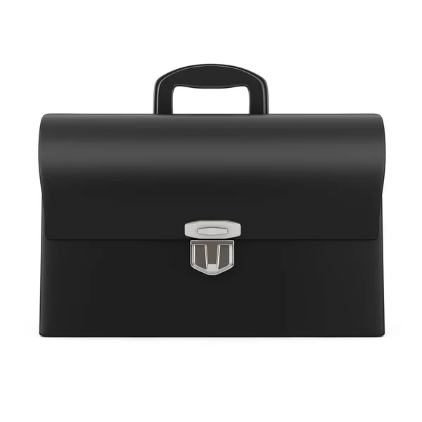 Черный кожаный портфель с серебряной пряжкой. 3D-рендеринг — стоковое фото