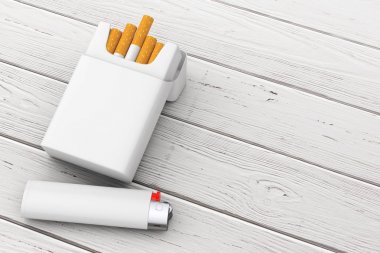 Beyaz cep hafif Mockup boş sigara paketi yakınındaki. 3D Rende