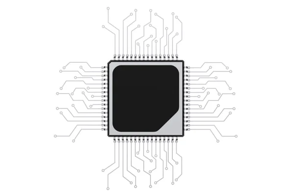 芯片 Cpu 处理器与电路。3d 渲染 — 图库照片