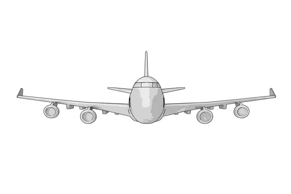 Skiss av passagerar flygplan blyertsteckning. 3D-rendering — Stockfoto