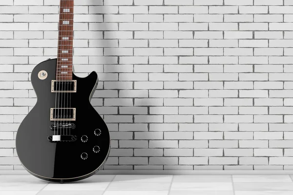 Guitarra elétrica preta bonita em estilo retro. Renderização 3d — Fotografia de Stock