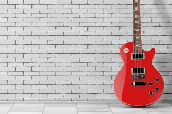 Gyönyörű piros elektromos gitár retro stílusban. 3d Kiolvasztás — Stock Fotó