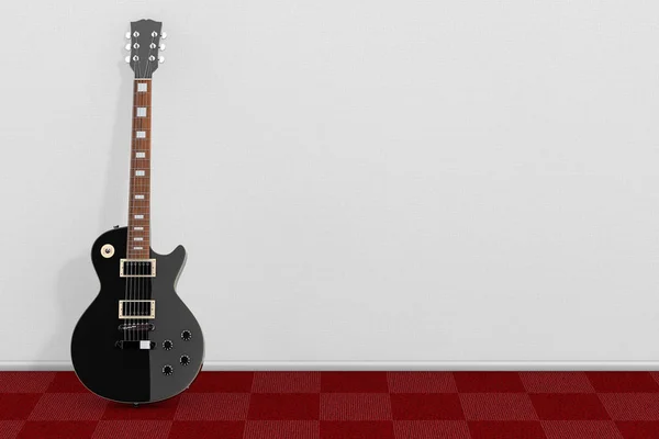 아름다운 검정 전기 기타를 역 스타일로 연주 했습니다. 3D 렌더링 — 스톡 사진