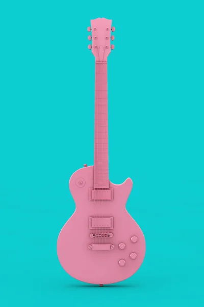 Guitarra elétrica rosa bonita em estilo retro Duotone. Render 3d — Fotografia de Stock