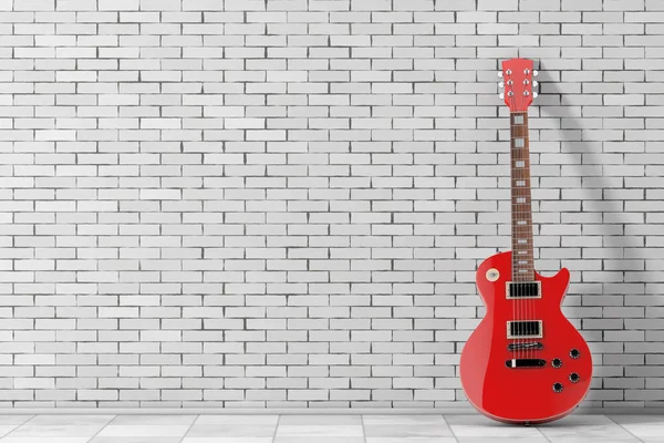 Guitarra elétrica vermelha bonita em estilo retro. Renderização 3d — Fotografia de Stock