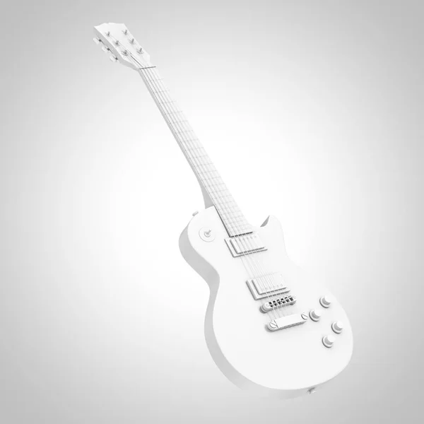 Bela guitarra elétrica retro branco em estilo argila. Renderin 3d — Fotografia de Stock