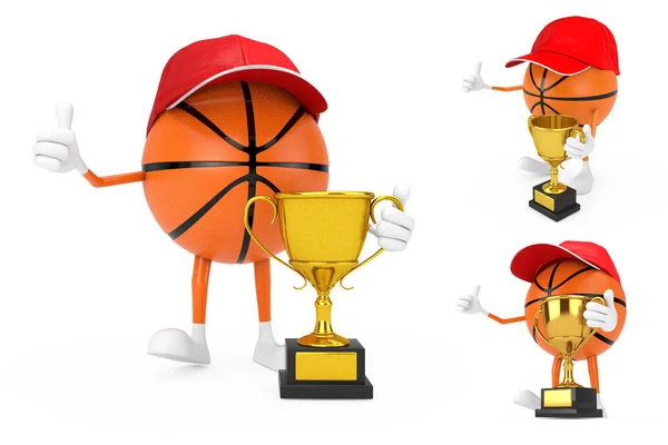 Carino cartone animato giocattolo pallacanestro palla sport mascotte persona personaggio — Foto Stock