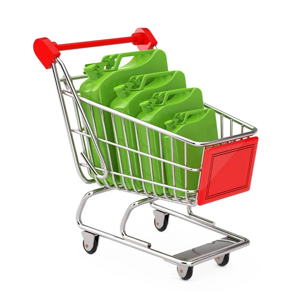 Shopping Cart with Fuel Jerrycans. 3d Rendering — Stock Photo, Image