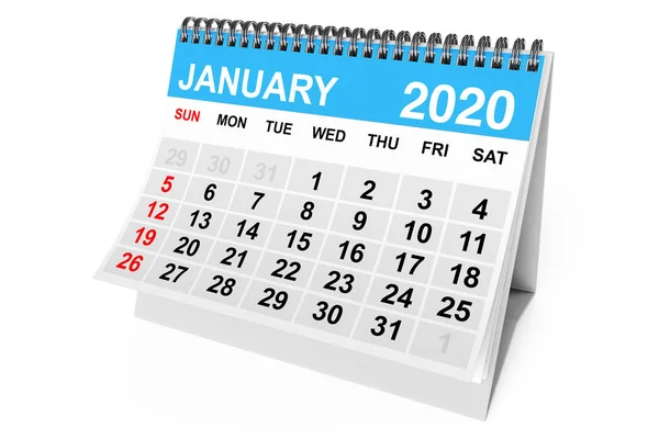 2020 Year January Calendar. 3d Rendering — Stock Photo, Image