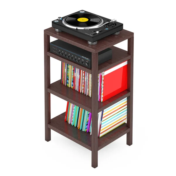 Draaitafel Vinyl Record Player, Hifi Stereo Mixer Versterker en S — Stockfoto