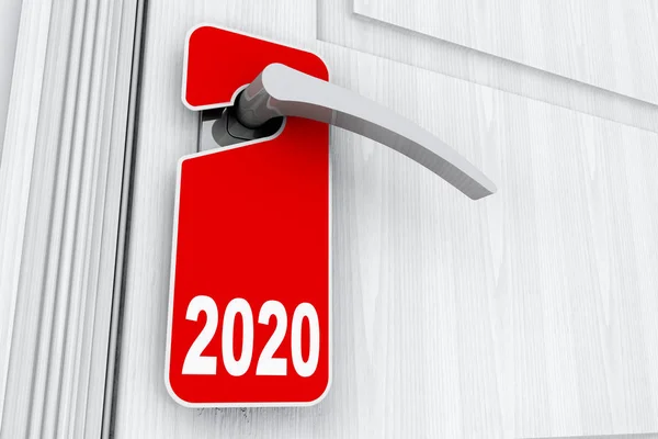 Πόρτα με 2020 Νέο Έτος Sign over Do not Disturb Tag. 3d Ρεντέρι — Φωτογραφία Αρχείου