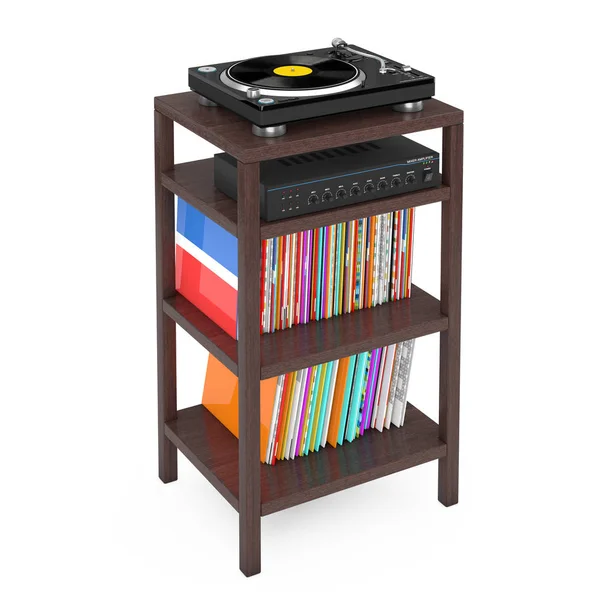 Draaitafel Vinyl Record Player, Hifi Stereo Mixer Versterker en S — Stockfoto