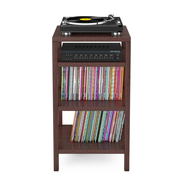 Draaitafel Vinyl Record Player, Hifi Stereo Mixer Versterker en S — Stockfoto