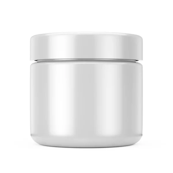 Vaso cosmetico in argento con coperchio per crema o gel mockup. 3d Renderi — Foto Stock