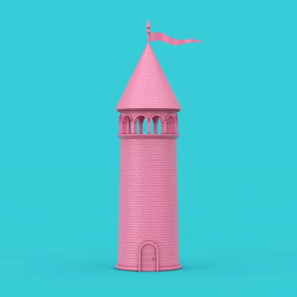 Pink Fantastic Castle Tower Duotone. 3d Rendering — Stockfoto