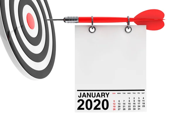 Kalender Januari 2020 met Target. 3d Rendering — Stockfoto