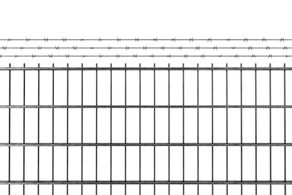 Концепція обмеженої площі. Металевий паркан з колючим дротом. 3d рендеринг — стокове фото