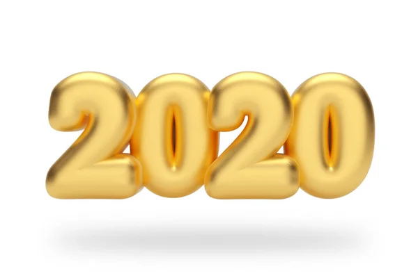 Νέο έτος 2020 χρυσαφί φουσκωμένη φυσαλίδα σημάδι. 3d απόδοση — Φωτογραφία Αρχείου