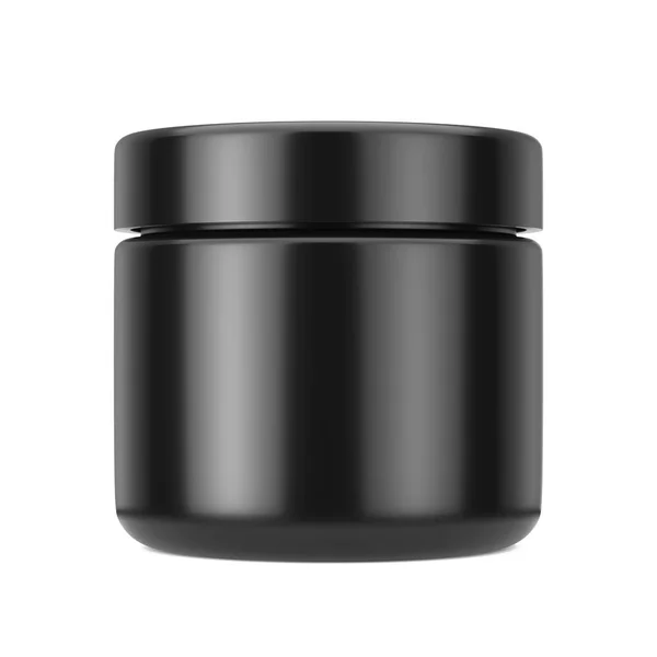 Черная косметическая банка с жиром для крема или гелевого макияжа. 3d Ренессанс — стоковое фото
