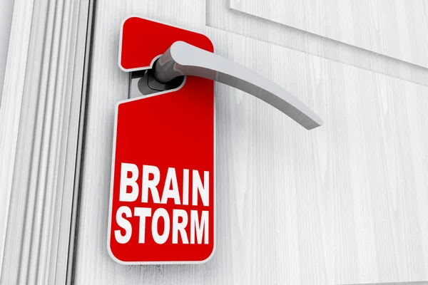 Deur met Brain Storm Sign over Niet storen Tag. 3d Rendering — Stockfoto