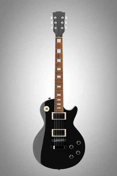 Guitarra elétrica preta bonita em estilo retro. Renderização 3d — Fotografia de Stock