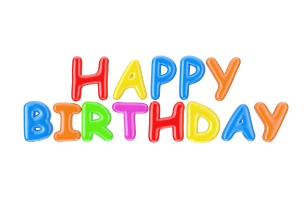 Colorful Inflatable Happy Birthday Bubble Letters Sign. 3d Rende — Stock Photo, Image