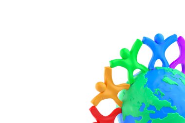 Dünya İletişim Konsepti. Plastik Clay Renkli İnsanlar Aro