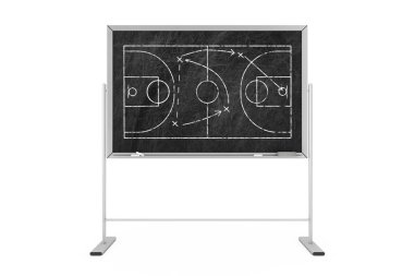 Basketbol Taktikleri Konsepti. Basketbol Cou 'lu Black Chalkboard