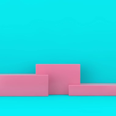 Pembe Kazananlar Podyumu Duotone. 3d Hazırlama