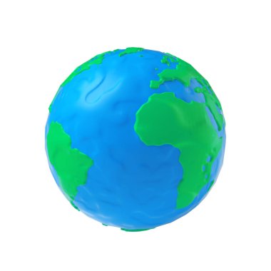 Plasticine Blue ve Green Clay 'den Earth Globe Modelleme. 3d Ren