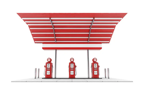 Gás retrô ou posto de gasolina. Renderização 3d — Fotografia de Stock