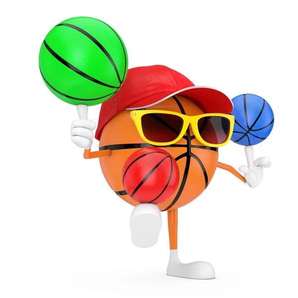 Aranyos rajzfilm játék kosárlabda labda sport kabala személy karakter — Stock Fotó