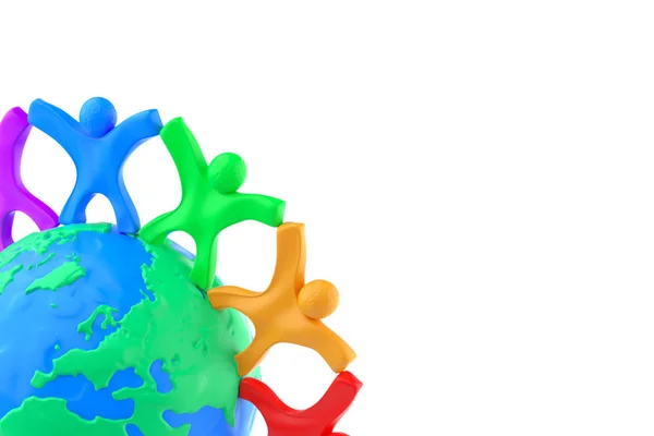 Concepto de Comunicación Mundial. Plasticine Clay Colorful People aro —  Fotos de Stock