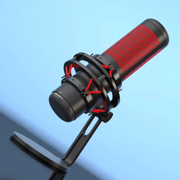 Современный настольный конденсатор Studio Microphone. 3D-рендеринг — стоковое фото