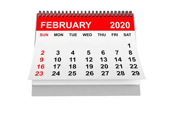 Calendario de Febrero 2020 Año. Renderizado 3d —  Fotos de Stock