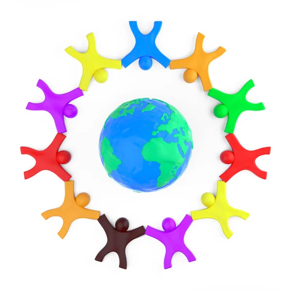 World Communication Concept. Plasticine Clay Colorful People aro — Stock Photo, Image