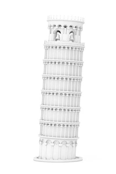 Torre Pisa Inclinada Branca. Renderização 3d — Fotografia de Stock