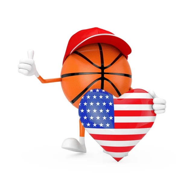 Cute Cartoon Toy Basketball Ball Sports Mascot Person Character — Stock Photo, Image