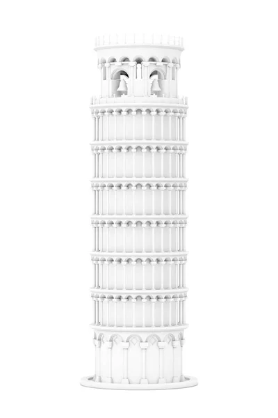 Torre Pisa Inclinada Branca. Renderização 3d — Fotografia de Stock