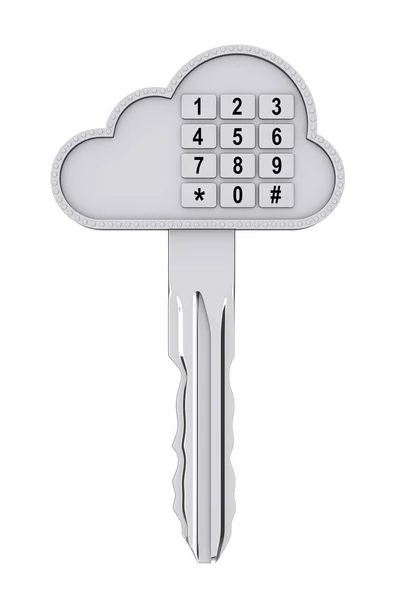 Concept de sécurité Internet. Clé Cloud avec clavier d'entrée numérique . — Photo