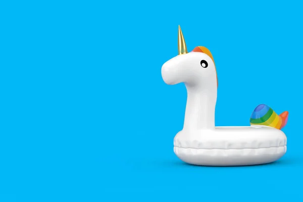 Funny Inflatable Unicorn Ring for Summer Pool. 3d Rendering